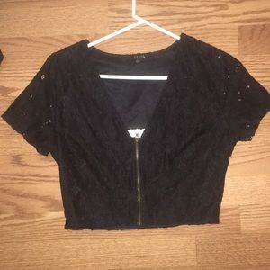 Black lace crop top